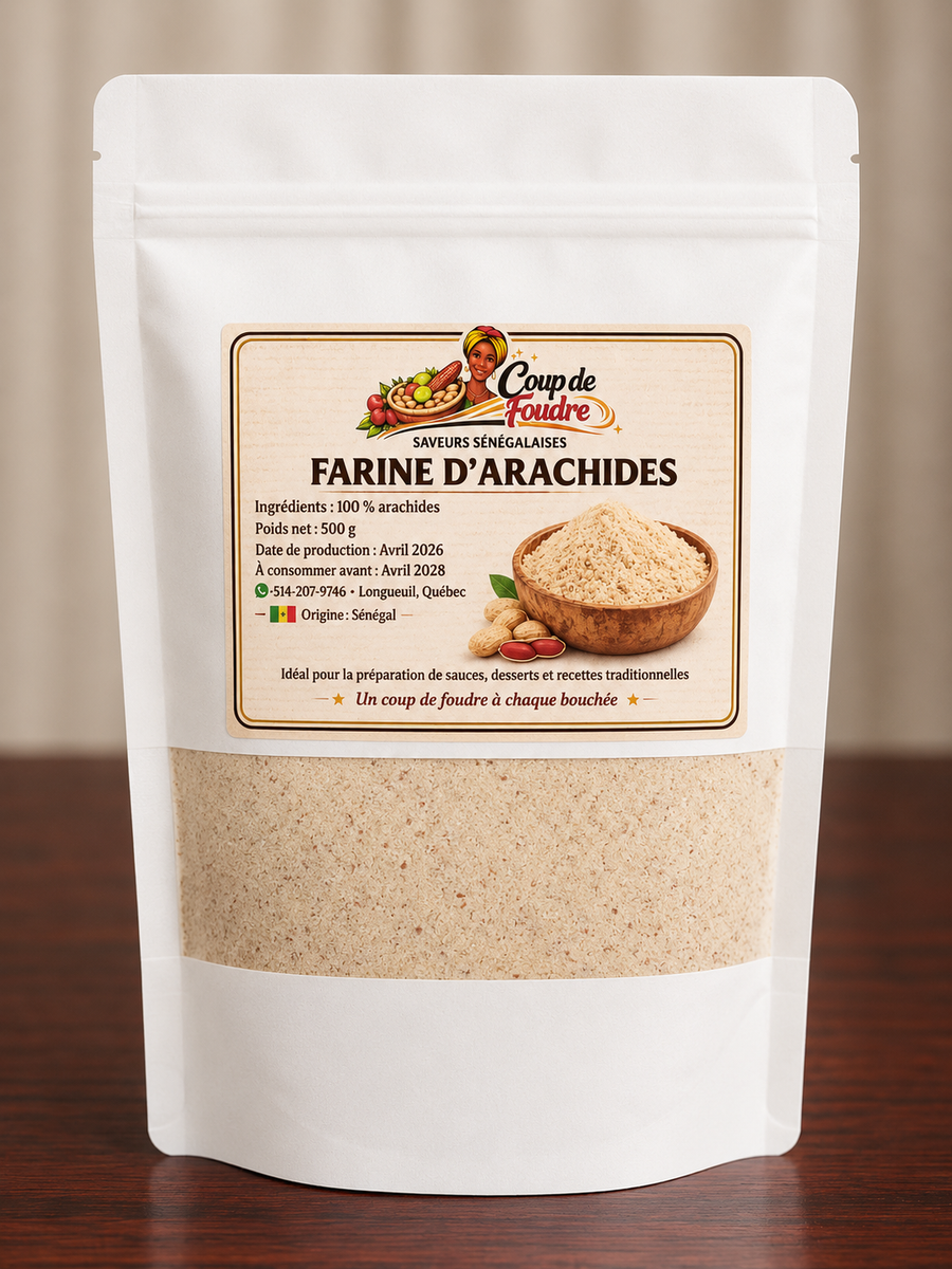 Farine d'arachide 500 g – 100 % arachides crues moulues du Sénégal